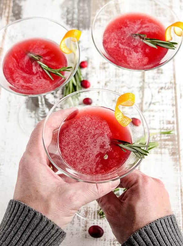 Rosemary Infused Cranberry Bourbon Martini