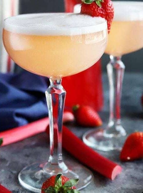 Strawberry Rhubarb Gin Fizz