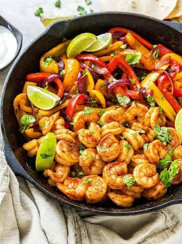 Skillet Shrimp Fajitas