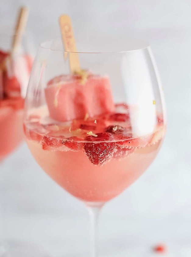 Raspberry Strawberry Frozen Prosecco Mimosas