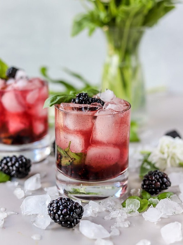 Blackberry Bourbon Smash With Fresh Basil