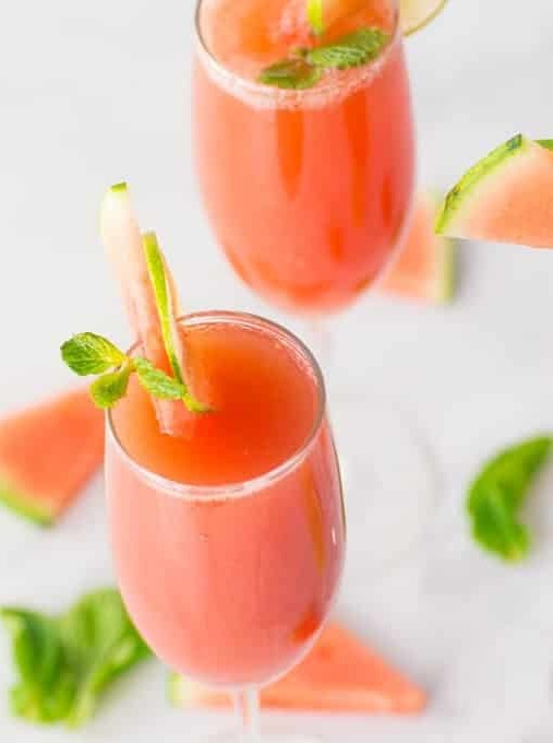 Watermelon Mimosas With Mint