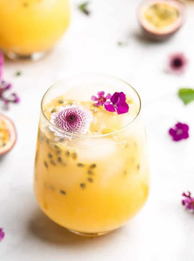 Passion Fruit and Gin Fizz Cocktail