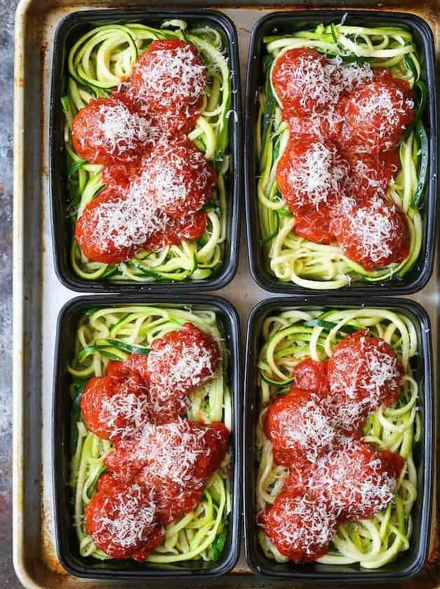 Zucchini Noodles with Turkey Meatballs