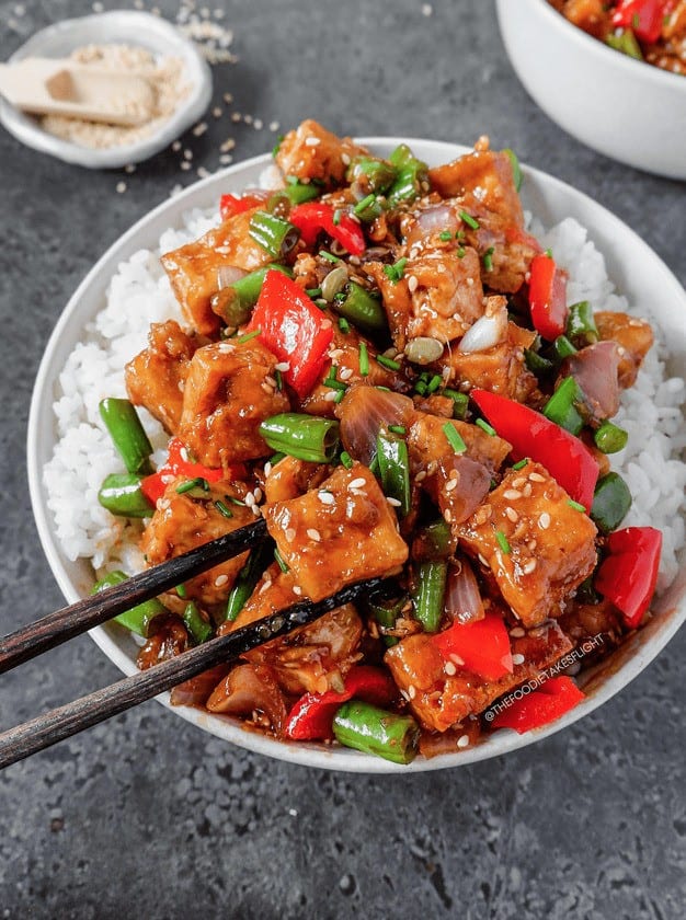 Ginger Sesame Tofu with Green Beans