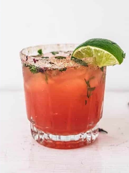 Hibiscus and Ginger Kombucha Margarita Mocktail