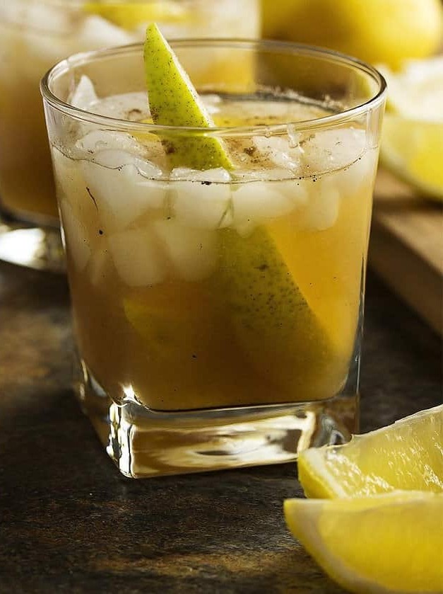 Pear Bourbon Smash Cocktail