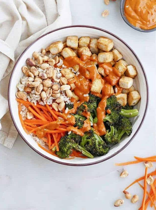 Spicy Peanut Tofu Buddha Bowl