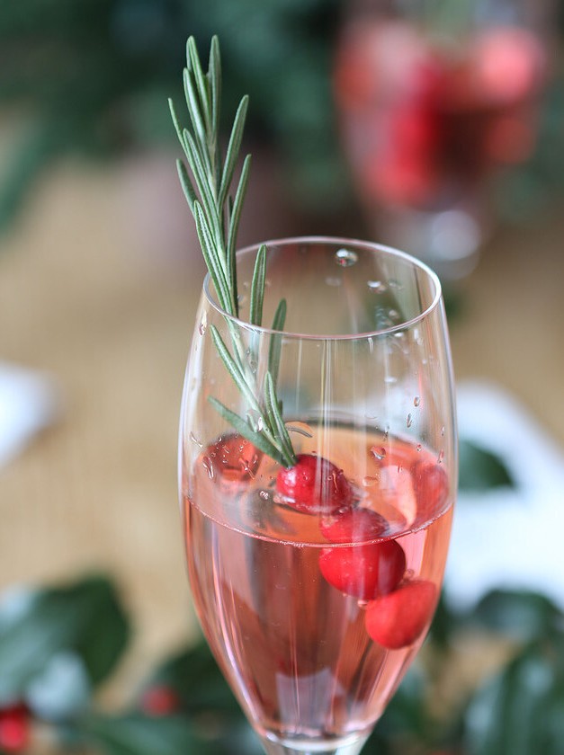 Cranberry Rosemary Champagne Cocktail