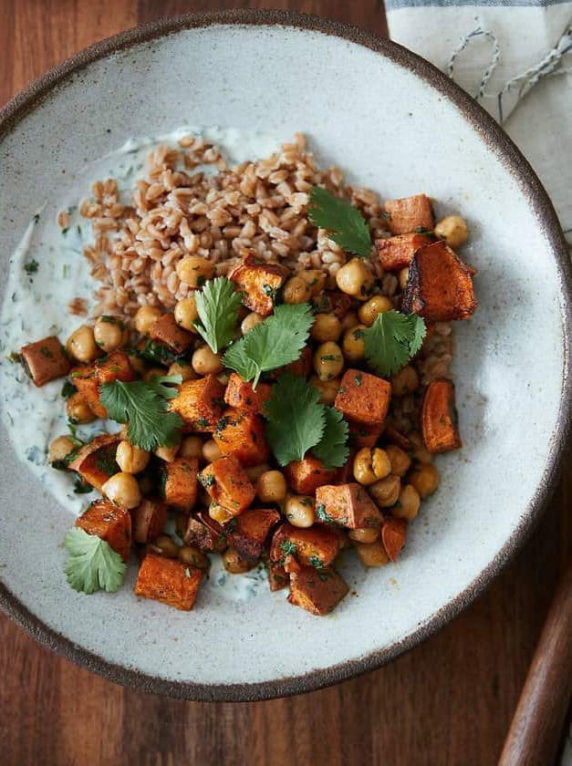 Berbere Sweet Potato Farro Bowls