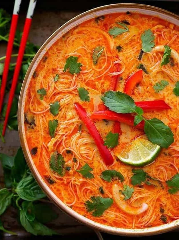 Instant Pot Red Curry Coconut Noodle Soup