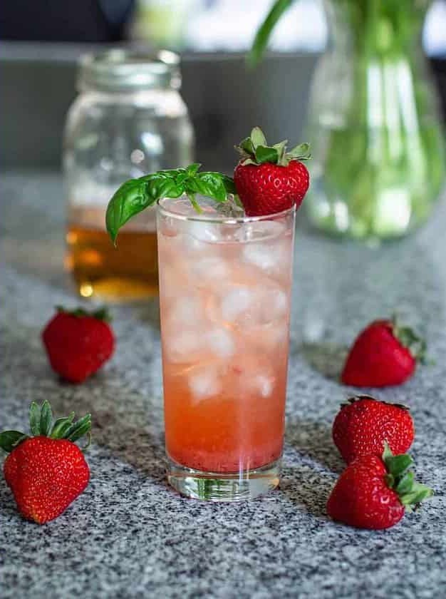 Strawberry Basil Vodka Collins