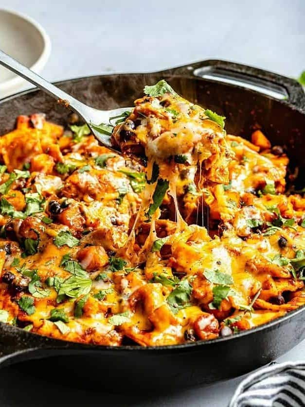 Butternut Squash and Black Bean Enchilada Skillet