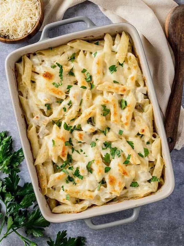 Gluten Free Chicken Alfredo Pasta Bake