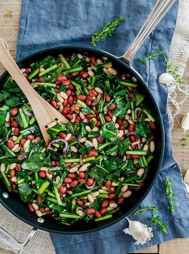 Dandelion Greens + Beans Skillet