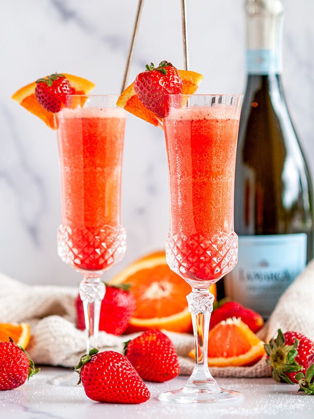 Sunrise Strawberry Mimosa Cocktail