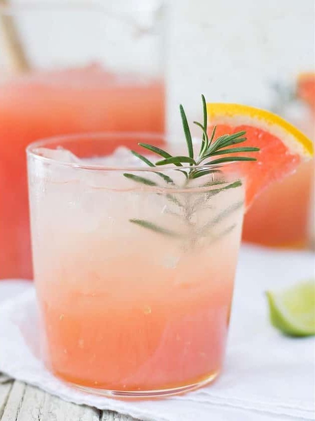 Grapefruit-Lime Coctail With Ginger and Rosemary