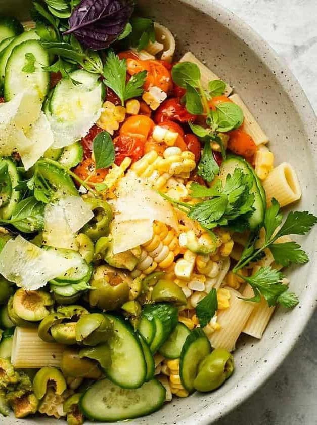 Summer Pasta Salad with Tomatoes and Parmesan