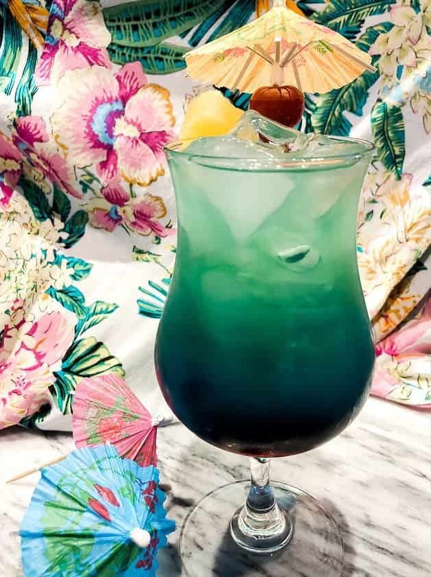 Malibu Rum and Blue Curacao Cocktail