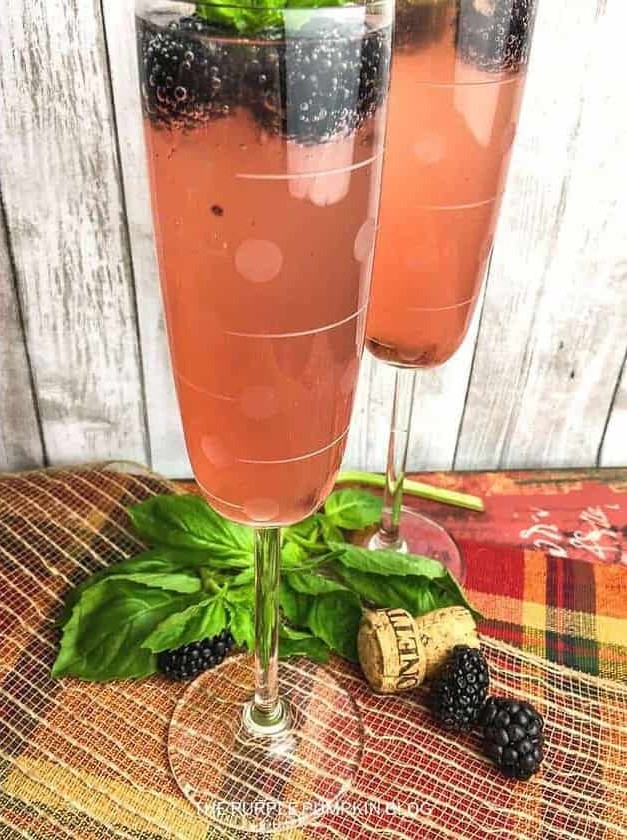 Sparkling Blackberry Basil Prosecco Cocktail