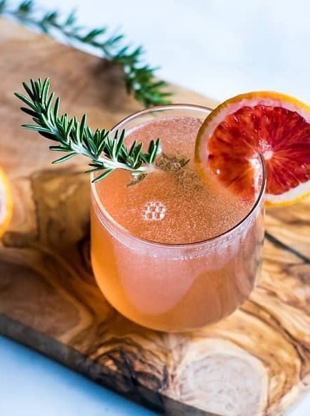 Rosemary Champagne Cocktail With Blood Orange