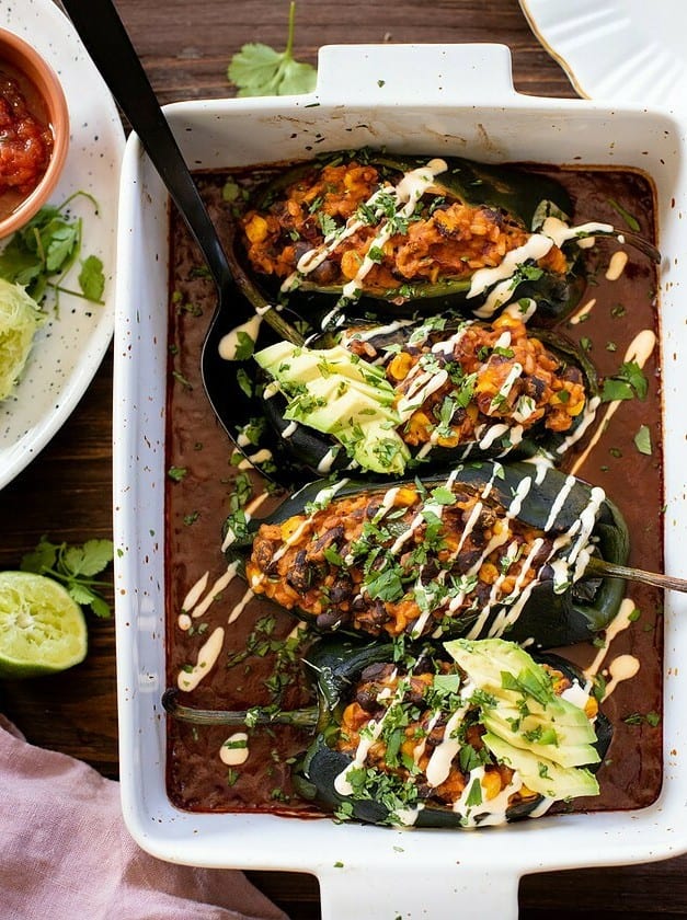 Veggie Stuffed Poblano Peppers