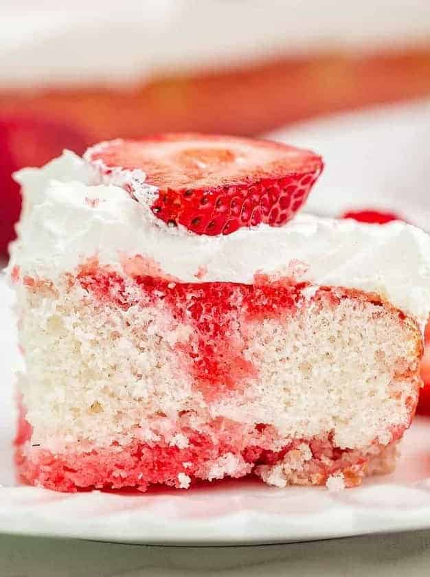 Strawberry JELL-O Poke Cake