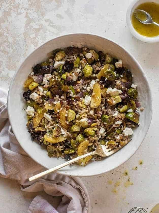 Winter Brussels Bowl with Toasted Farro