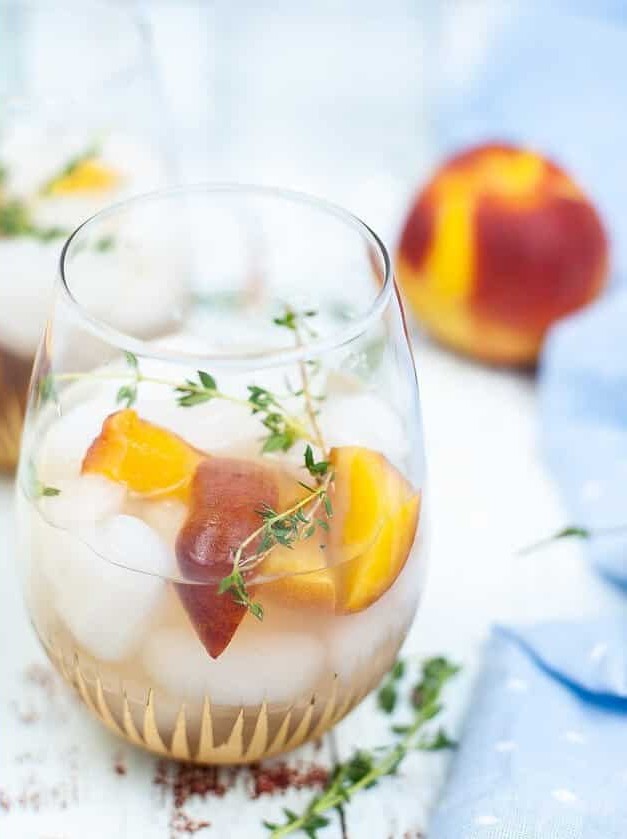 Peach Cocktail With Gin and Thyme