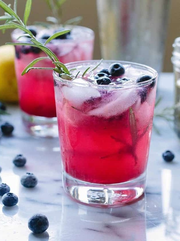 Rosemary Blueberry Vodka Spritzers