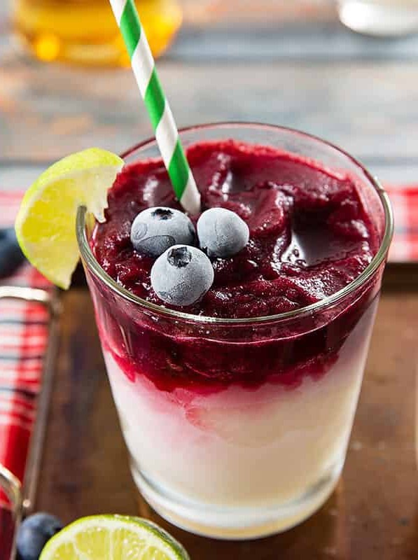 Boozy Blueberry Limeade Slushie