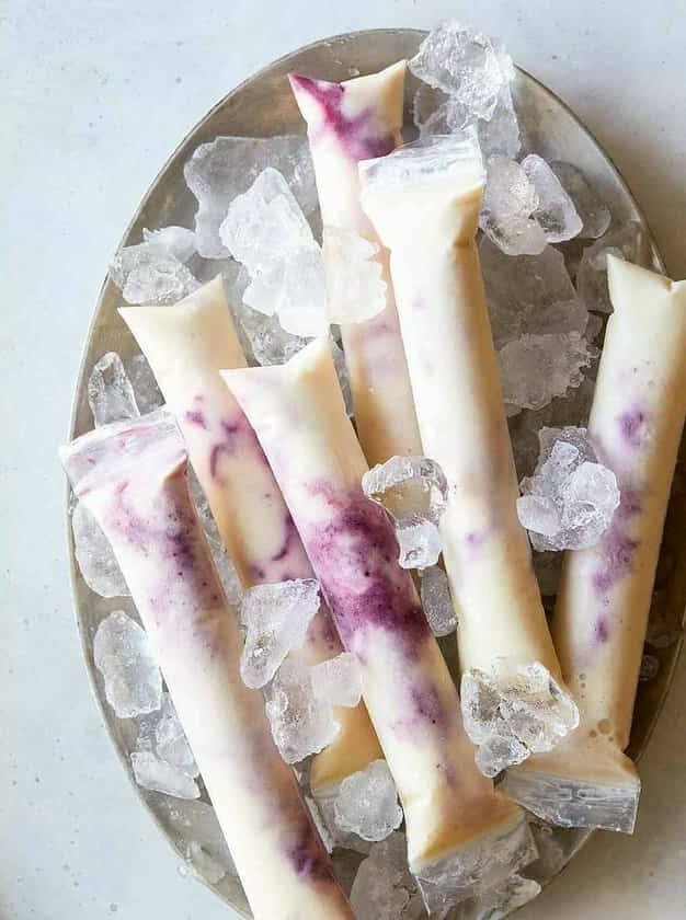 Blackberry, Pineapple and Coconut Swirl Italian Ice Pops