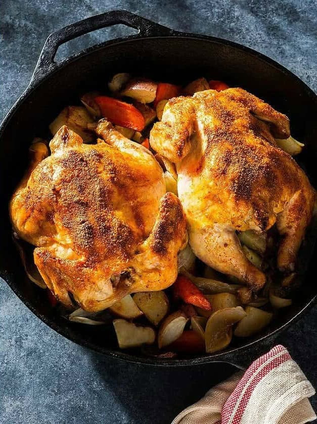 Cast Iron Roasted Cornish Game Hens