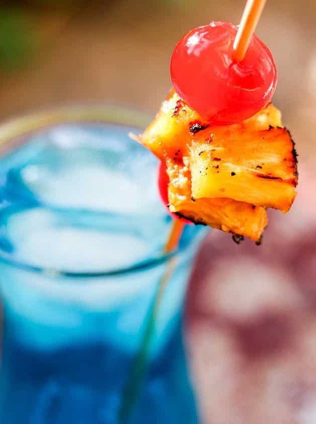 Grilled Spiced Blue Hawaiian Cocktail