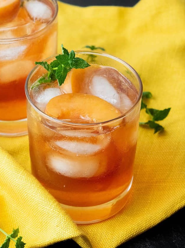 Big Batch Fresh Peach Vodka Tea Cooler