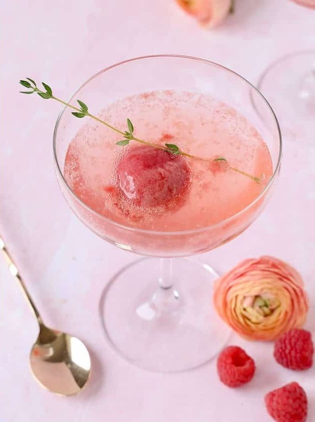 Raspberry Sorbet Champagne Cocktail