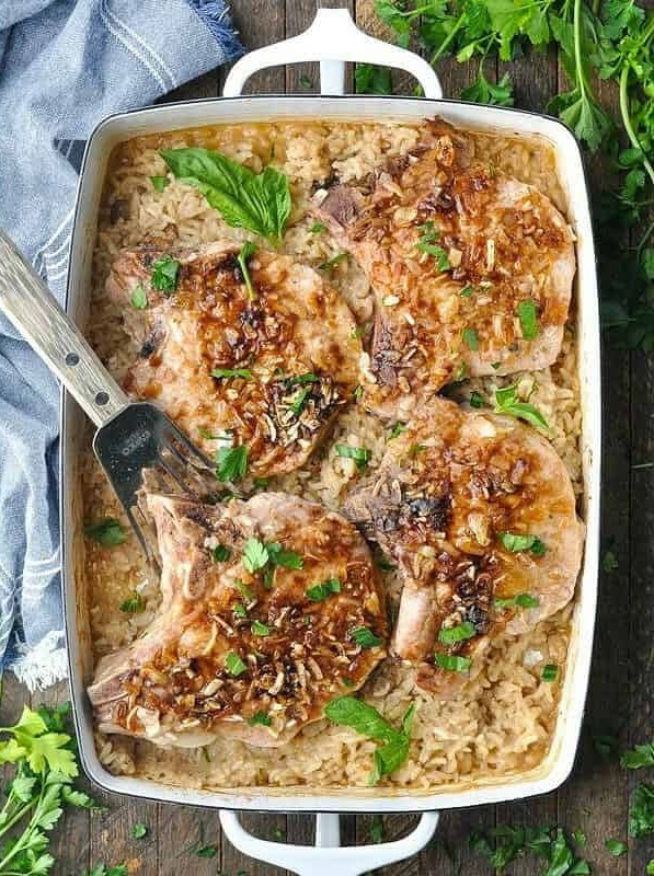 Country Pork Chop and Rice Bake