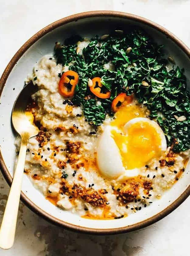 Savory Miso Oatmeal with Jammy Egg