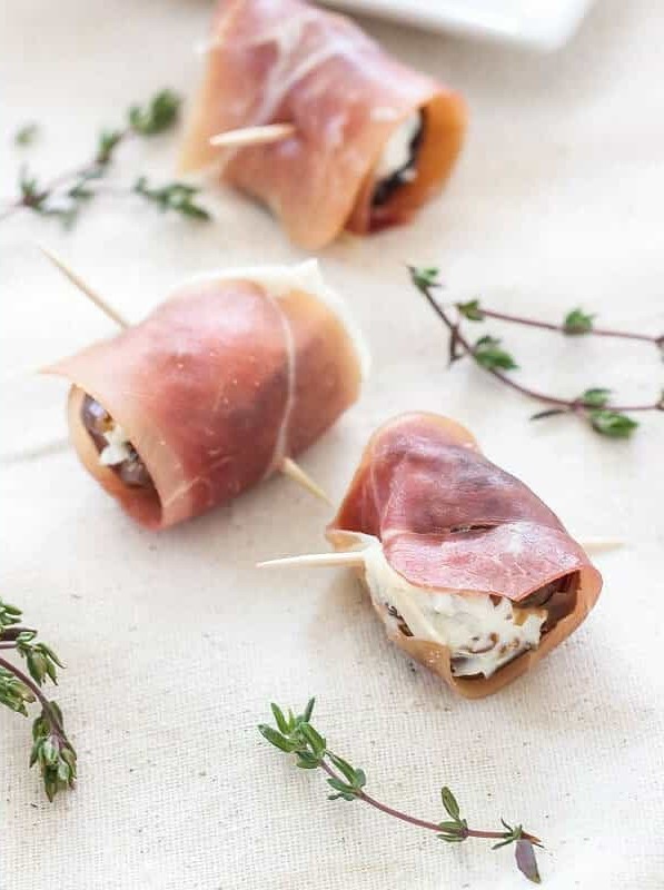 Prosciutto Wrapped Goat Cheese Stuffed Dates