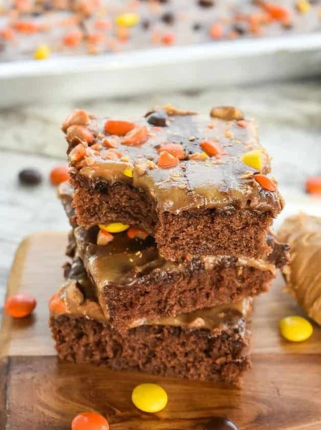 Chocolate Peanut Butter Texas Sheet Cake