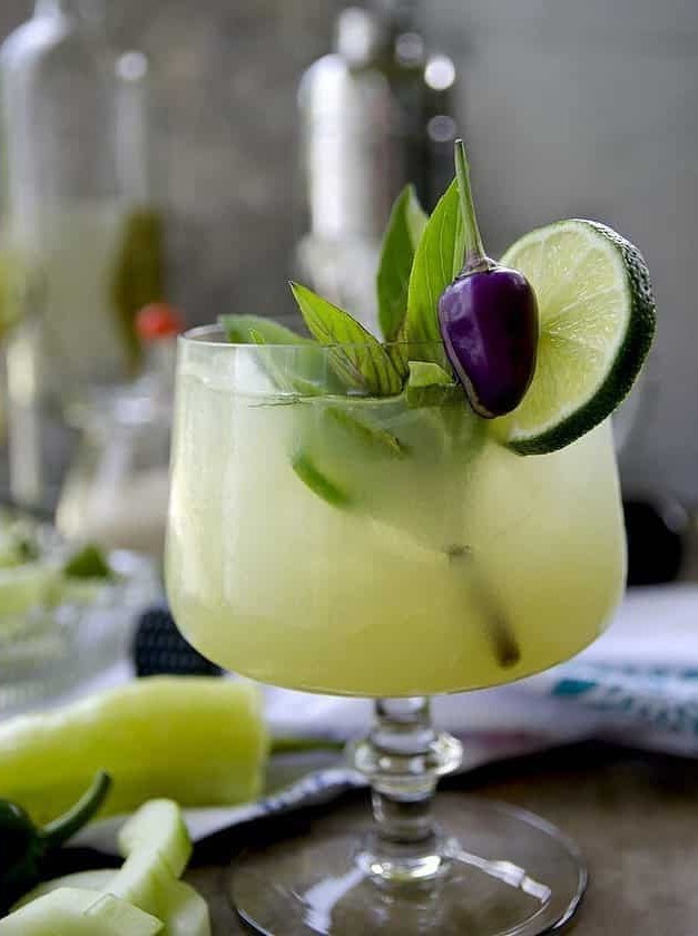 Spicy Thai Basil Cucumber Cocktail