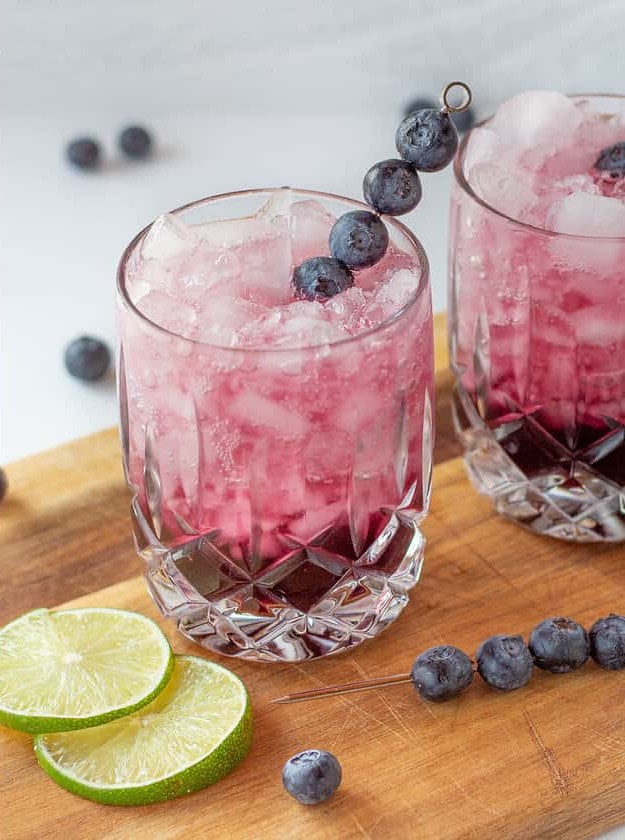 Skinny Blueberry Lime Gin Cocktail