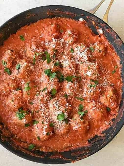 Italian Style Pork Meatballs with Creamy Tomato Sauce