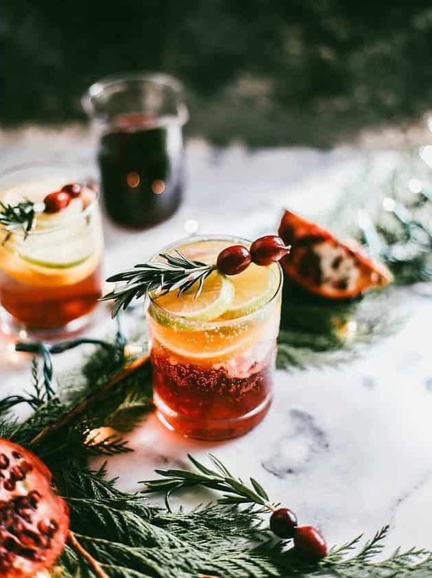 Pomegranate Champagne Spritzers