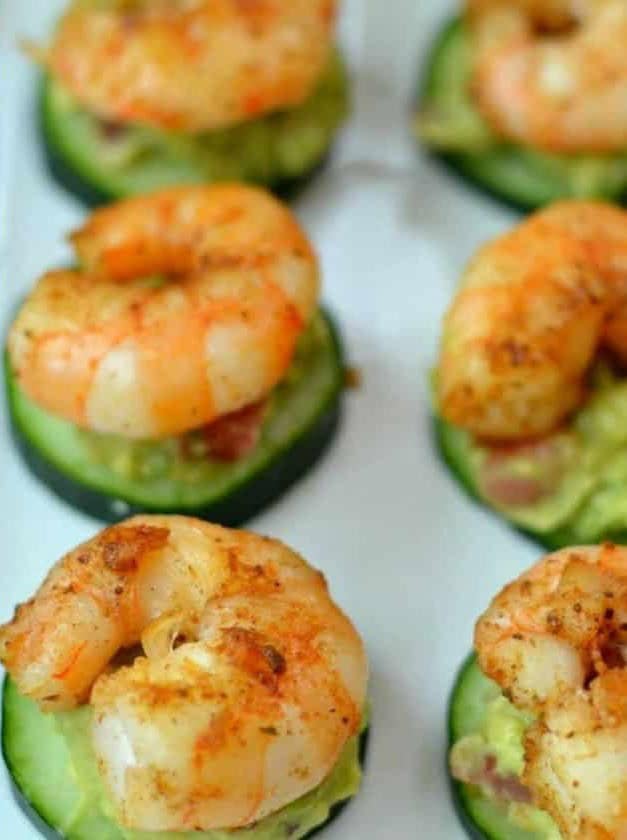 Blackened Shrimp Avocado Cucumber Bites