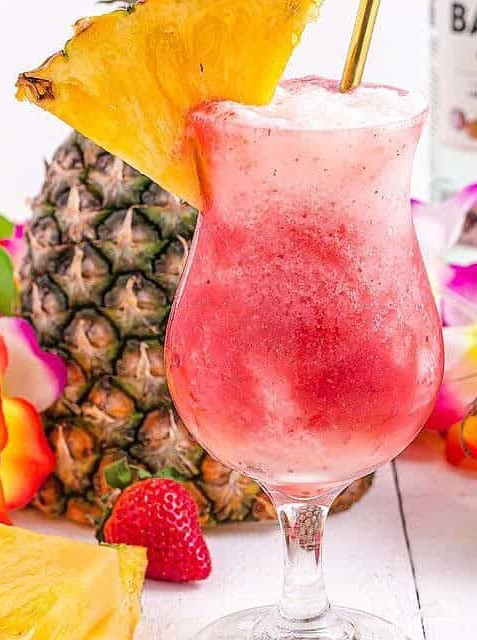 Tropical Hawaiian Fruity Lava Flow Cocktail