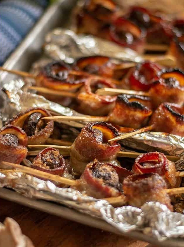 Bacon Wrapped Mushroom Skewers