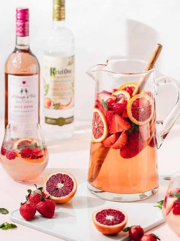 Pink Sangria With Rosé Wine