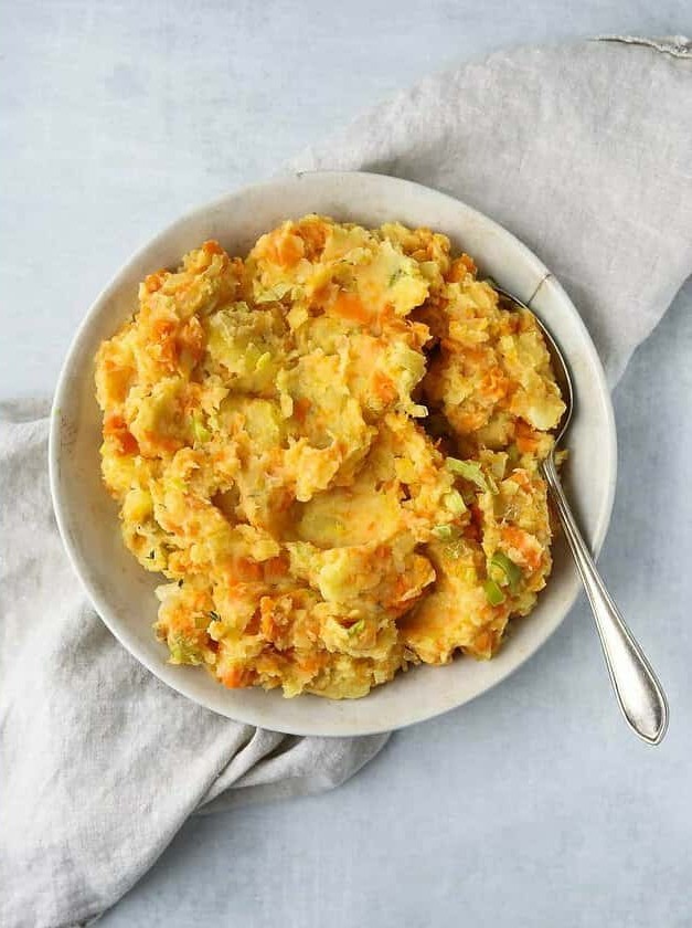 Root Vegetable Mash with Caramelized Leeks