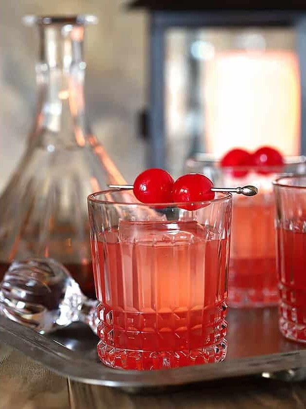 Bourbon and Cherry Old Fashioned Cocktail